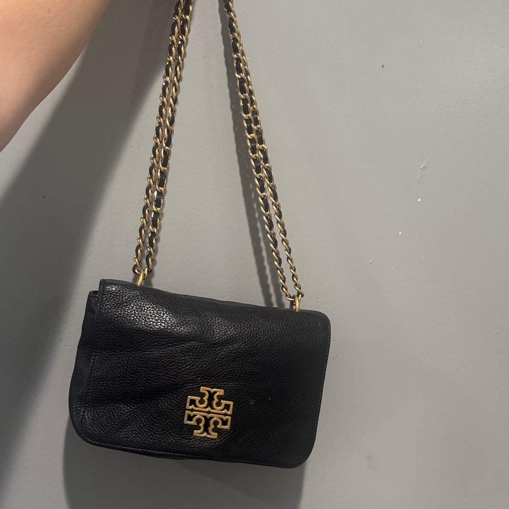 Tory Burch Black Crossbody Bag with Gold Chain